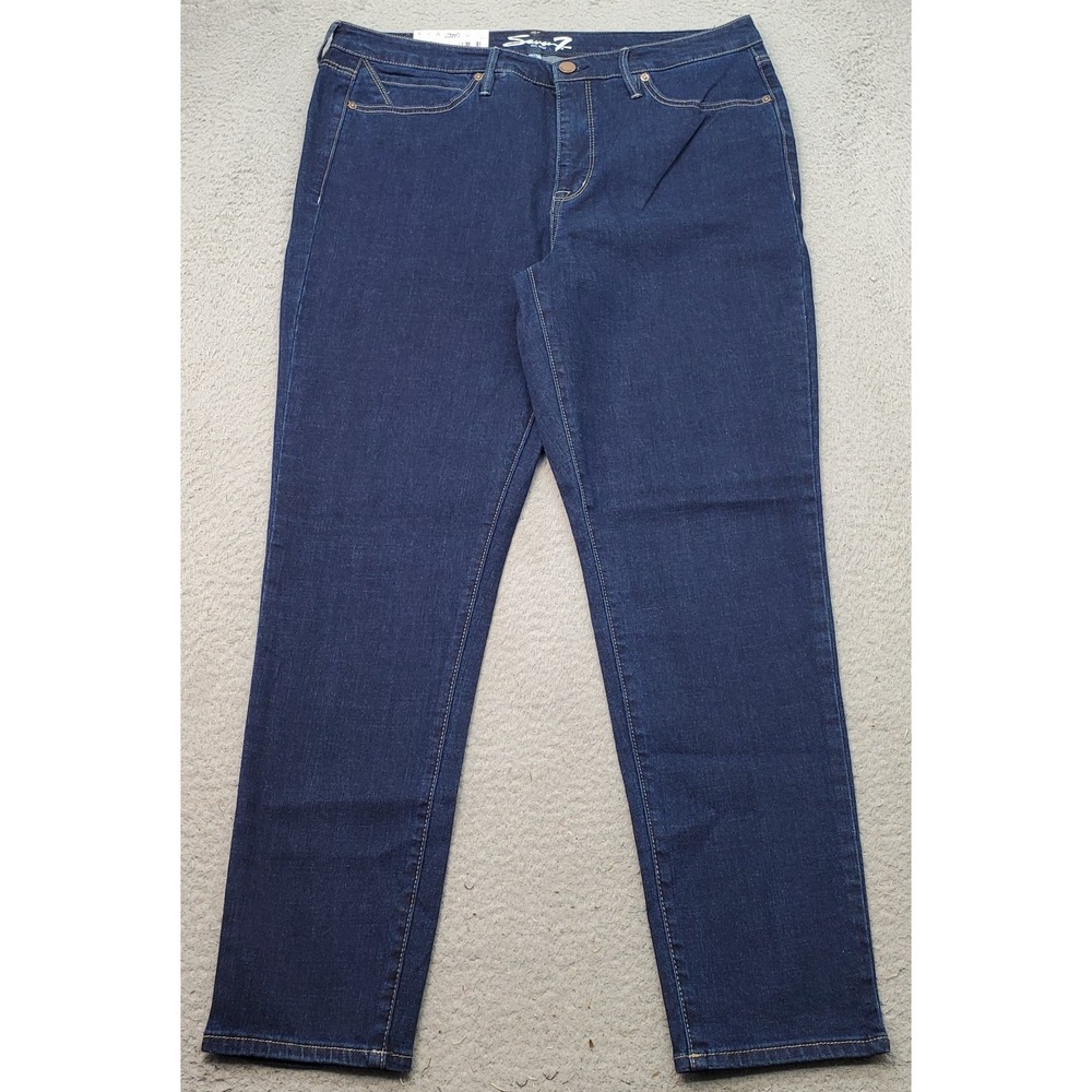 Seven7 Skinny Jeans Women 16 Blue Denim Stretch Flat Front High Rise Medium Wash
